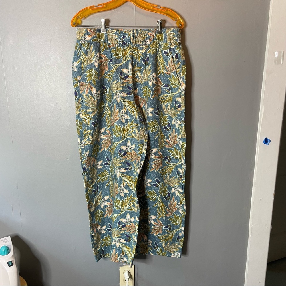 Cynthia Rowley 100% linen Floral Print women's Pants size Large